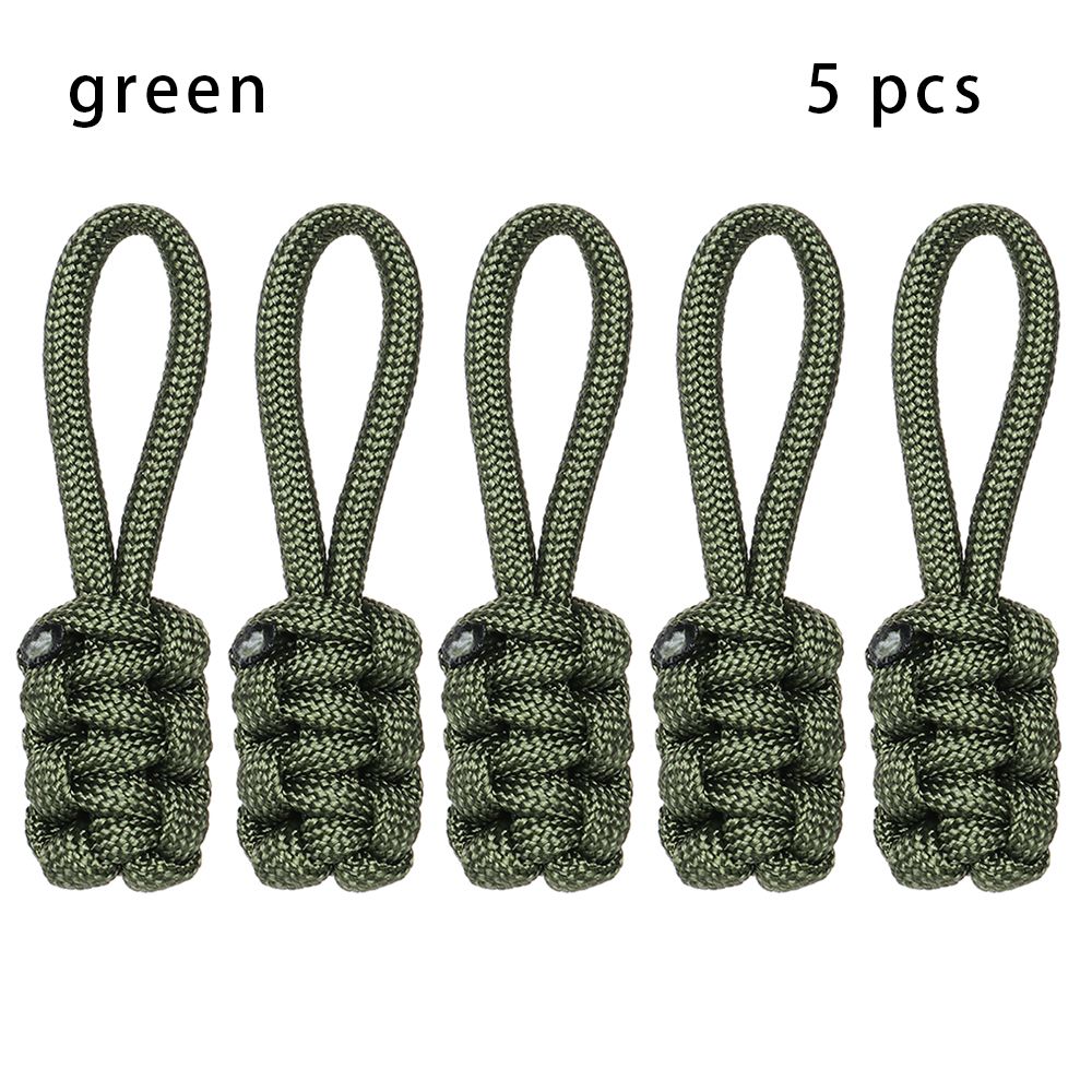 5Pcs Hand Purses Luggage Jackets Woven Pull Rope Zipper Head Nylon Zipper Pull Replacement: green