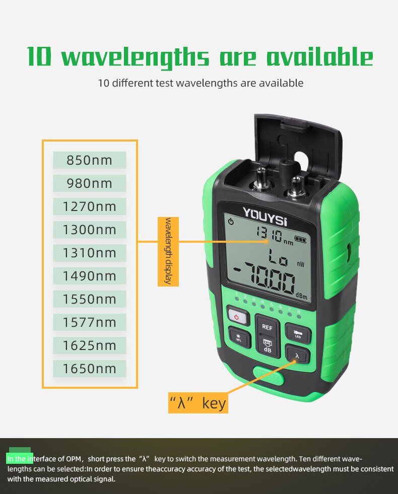 4 in1 5g 10 bølgelengde optisk fiber strømmåler visuell feilsøker nettverkskabel test optisk fiber tester opm vfl