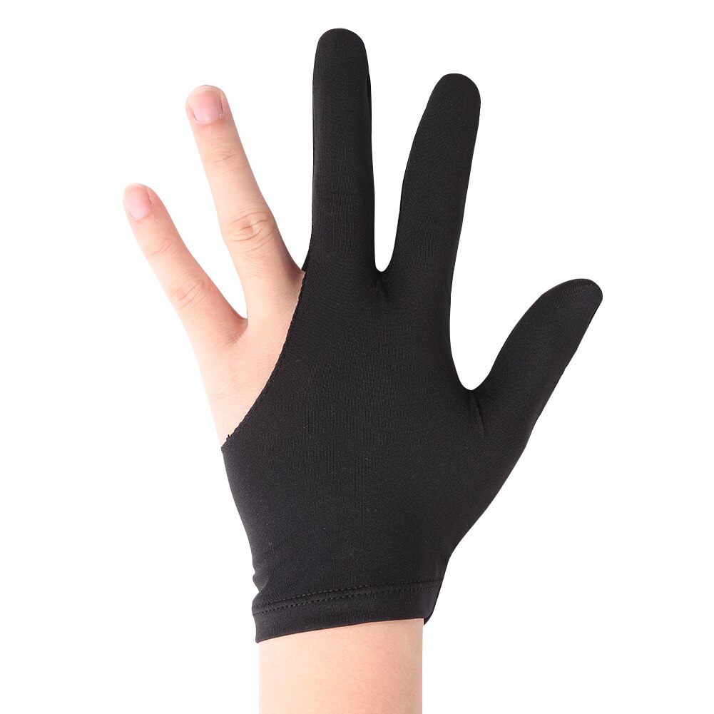 1Pcs Drie Vingers Full-Vinger Snooker Biljartkeu Biljart Handschoen Voor Linkerhand Lycra Stoffen Borduren Biljart Accessoire: pure black