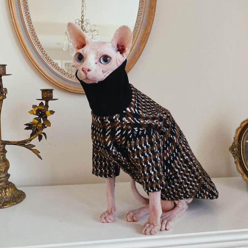 Mpk butik nackvärmande hårlös katttröja sphynx cat vinterkläder turtleneck-tröja: S