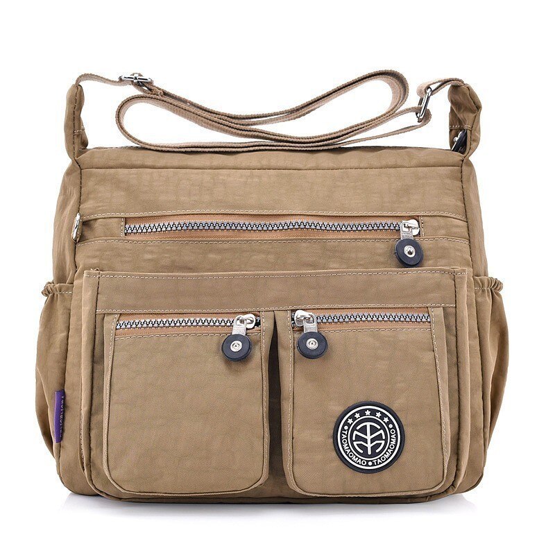 Herald Mode Waterdichte Nylon Vrouwen Messenger Bags Carteira Vintage Zwervers Dames Handtas Vrouwelijke Crossbody Tassen Schoudertassen: beige