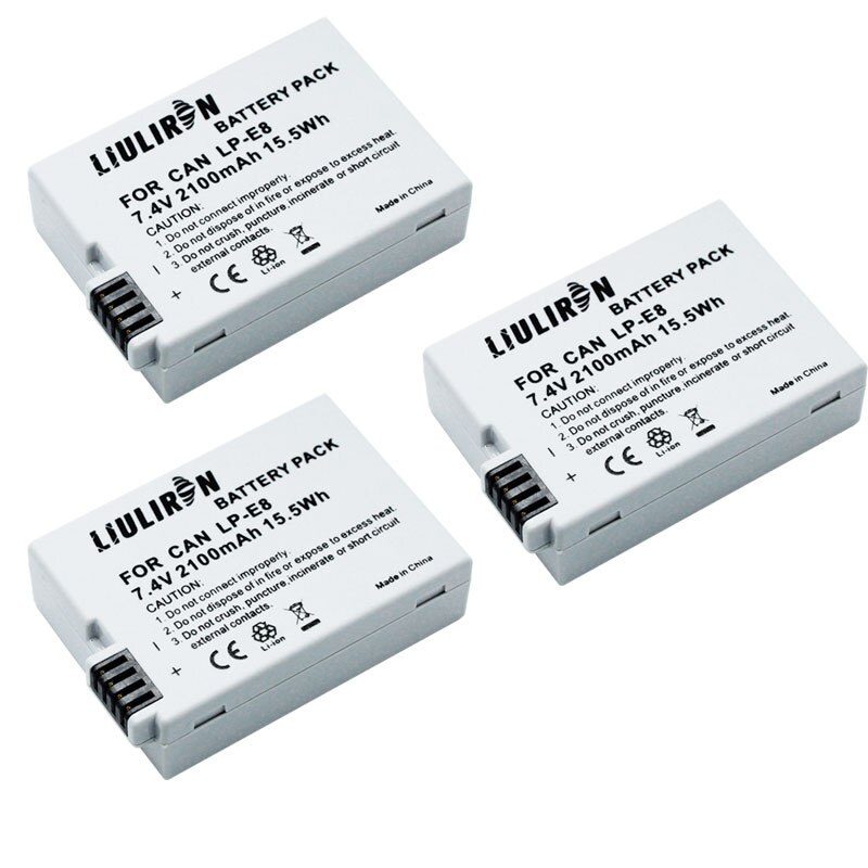 Batería LP E8 LP-E8 LPE8 de 7,4 v y 2100mah, cargador Dual para Canon EOS 550D, 600D, 650D, 700D, X4, X5, X6i, X7i, T2i, T3i: 3battery