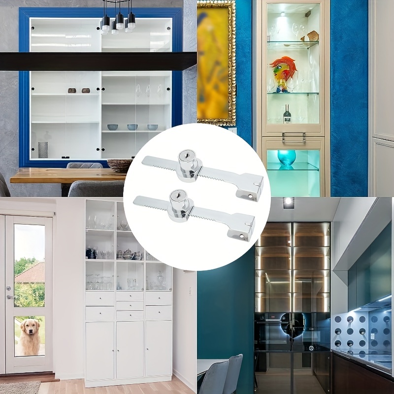 1-5Pcs Sliding Glass Door Lock With Key, Showcase With Chrome Finish, Security Slide Case, Proof Safety Cabinet Glass Doors Lock