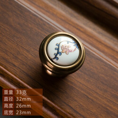 Chinese ceramic handle American retro cabinet door modern minimalist European style drawer cabinet wardrobe cabinet handle: single hole