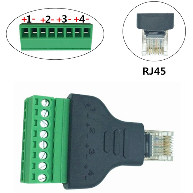 Good RJ45 Ethernet male and female TO 8-pin screw terminal converter RJ45 socket connector adapter for CCTV DVR