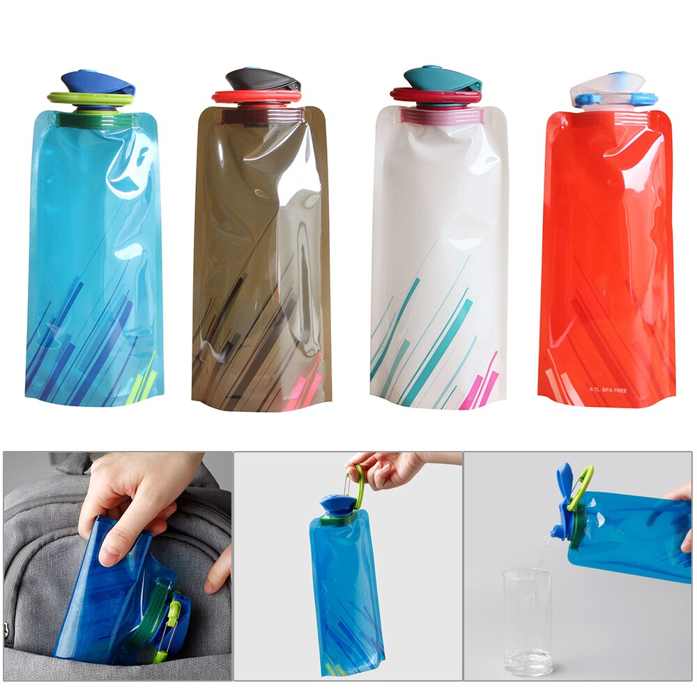 700 Ml Fles Water Zakken Milieubescherming Inklapbare Draagbare Outdoor Opvouwbare Sport Water Flessen Voor Wandelen Campinh