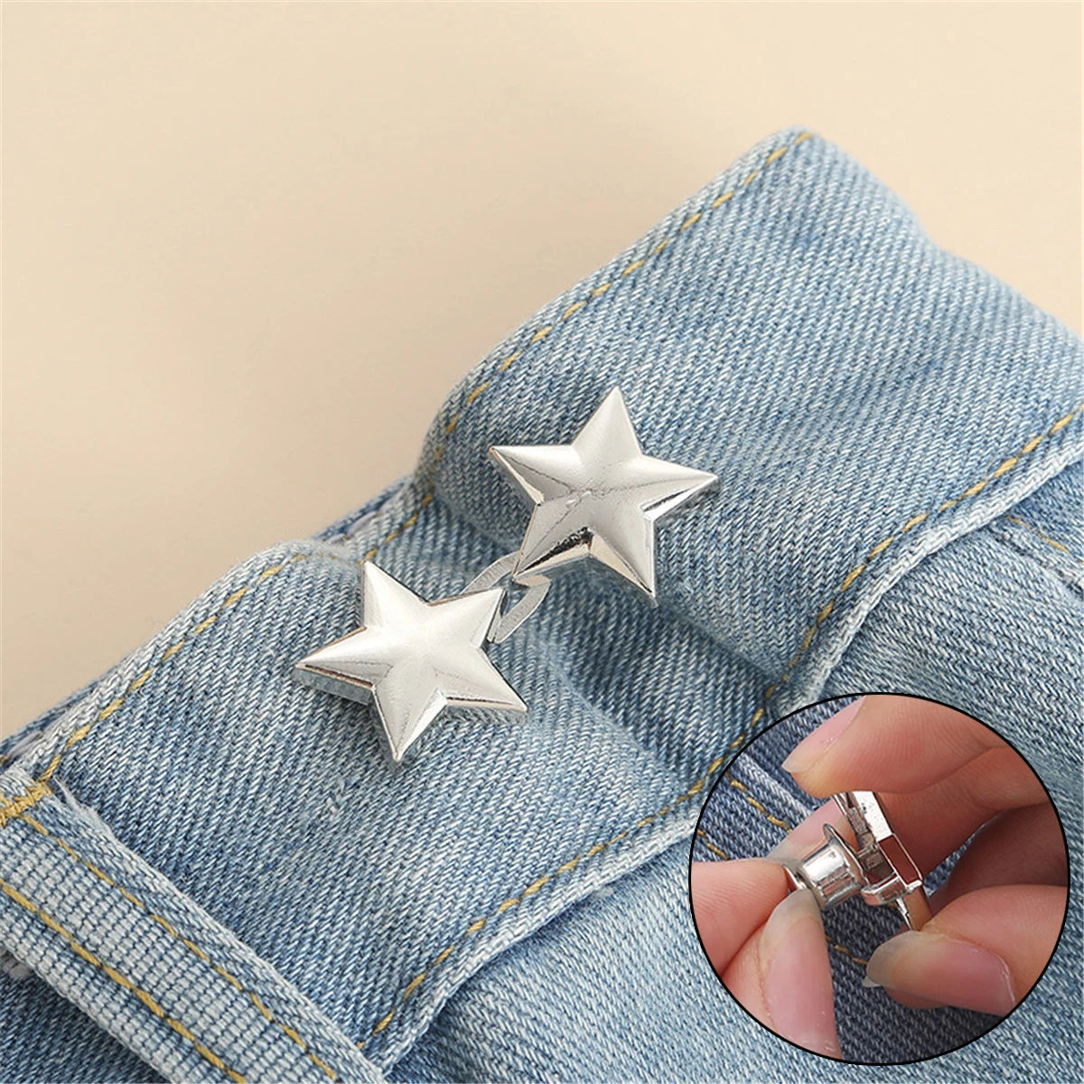 1 paire de boutons en jean, Clips réglables pour pantalons, jupes, tendeur de taille, boucle, bouton-pression, broche de pantalon, bouton rétractable