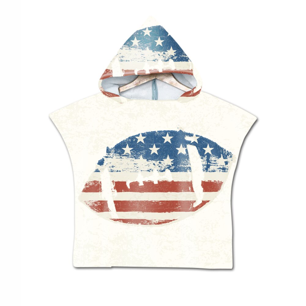 Novelty Sport American Football Rugby Baby Kids Kinderen Hooded Handdoek Zwembad Zwemmen Bad Strand Poncho Handdoek Cape