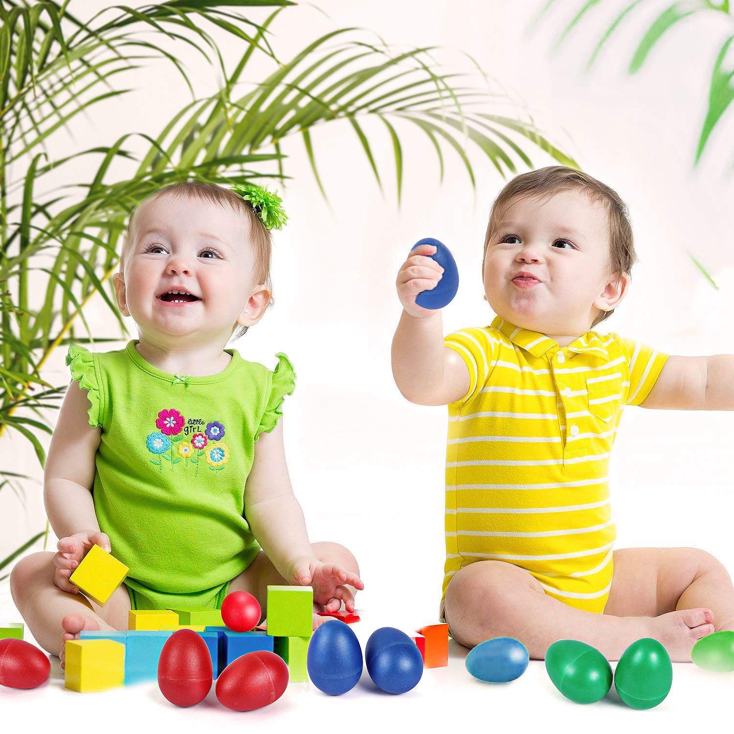 SEWS-18pcs Ei Shakers Plastic Ei Muziek Shakers voor Kids Maracas Eieren Percussie Speelgoed