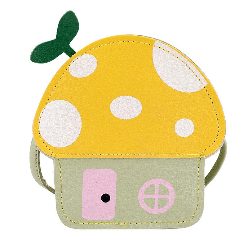 Girls Cute Bag Childrens Sloping Bag Small Bag Baby Mini Cute Cartoon Small Mushroom Bag: yellow green