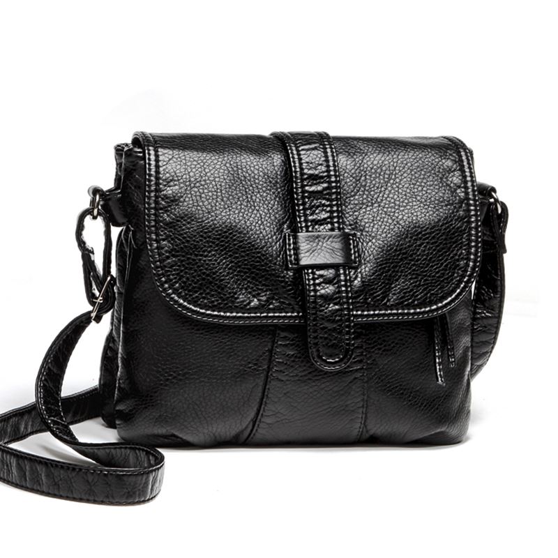 Cuir souple femmes sac de messager décontracté femmes sac à bandoulière femme sac à main noir bolsa feminina fille sac