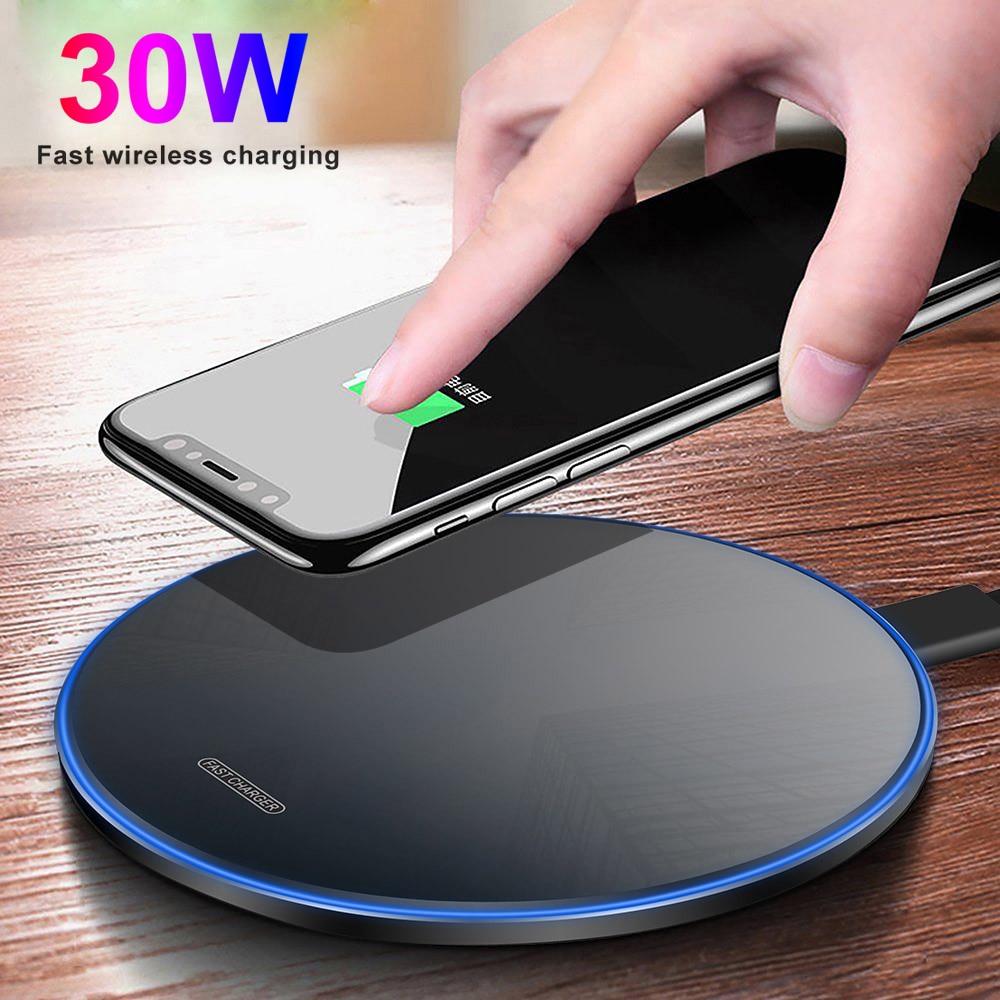 FDGAO-cargador inalámbrico para móvil, cargador inalámbrico rápido de 30W para Samsung S20, S10, Note 20, iPhone 12 Pro Max, 11, 8, X, XS, XR, Xiaomi Mi 10, 9, Huawei Mate 40 Pro