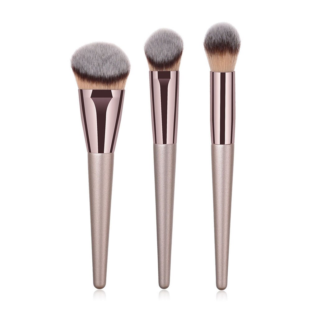 Billigste champagne træ foundation pudder kosmetisk øjenbryn øjenskygge børste kit makeup artist børste sæt værktøjer: 3 stk xb dxt børste