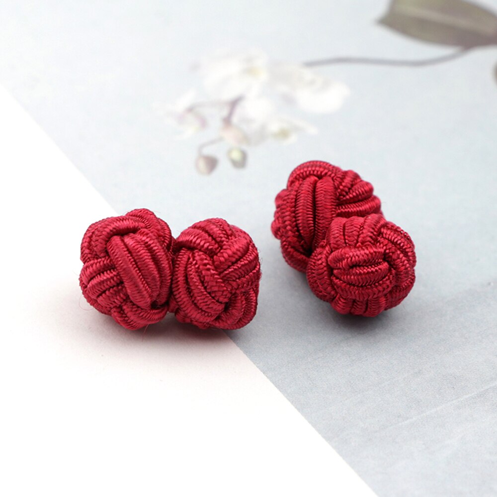 Kleurrijke Dubbele Touw Bal Knoop Manchetknopen Effen Kleuren Gevlochten Handgemaakte Elastische Upscale Mannen Klassieke Manchetknopen Voor Mannen: 19