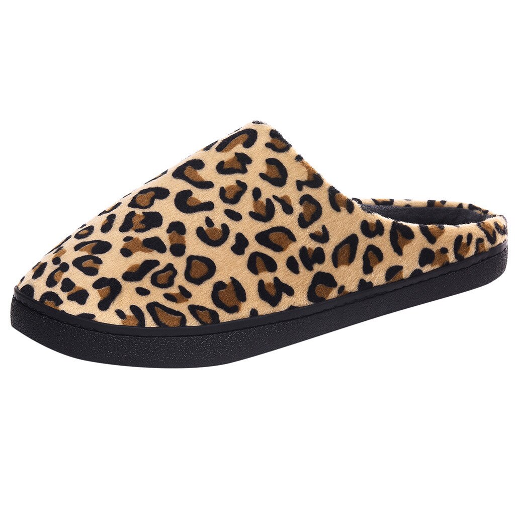 Mäns tofflor par vinter inomhus hem leopard tofflor halkfria varma fritidshotell tofflor zapatillas casa hombre  a50: Gul / 37