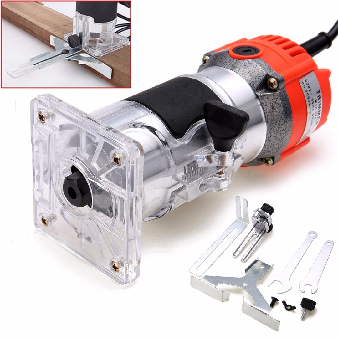 800W 220V Wood Trim Router 6.35mm Collect Diameter Electric Hand Trimmer Woodworking Laminate Palm Router Joiner Tool