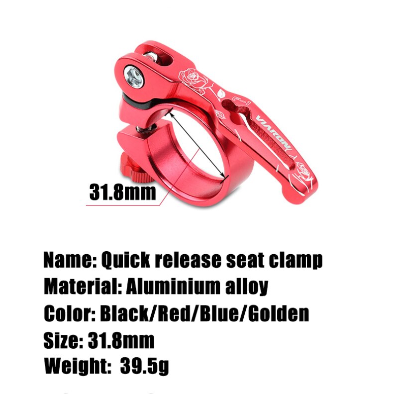 Poste de asiento de bicicleta ligero de 31,8mm de aluminio ultraligero de liberación rápida bicicleta de carretera MTB sillín de bicicleta de montaña poste de asiento de bicicleta abrazadera de sillín