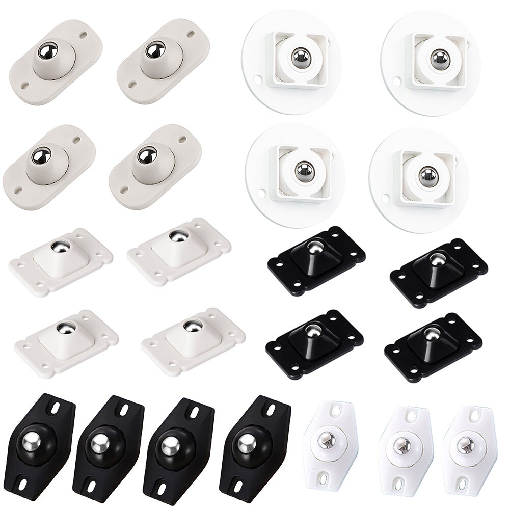 12Pcs Wheels For Furniture Caster Stainless Steel Roller Self Adhesive Furniture Caster Home Strong Load-bearing Universal Wheel