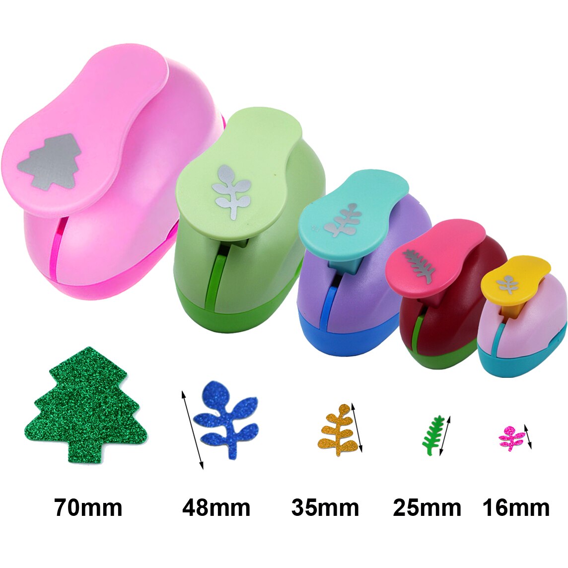 Poinçons en papier pour scrapbooking, 2 pouces (4.8cm) 1 pouce (2.5cm) 5/8 pouces (1.6cm) de feuille de poinçon artisanal fabricant de mousse eva: 5pcs tree leaf