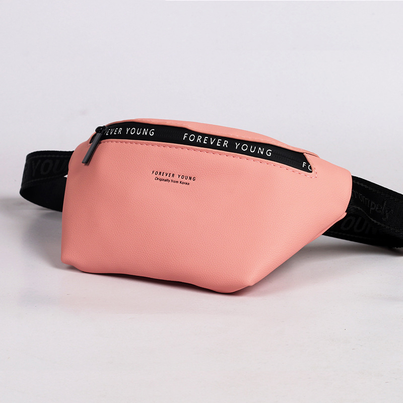 Kvinder pu fanny pakke stor kapacitet talje taske høj kvinders bryst crossbody tasker læder bælte taske talje pakke: Pink talje taske