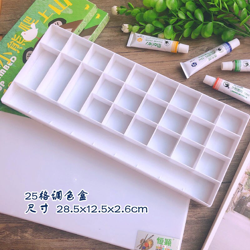 Art Supplies 24 Grid Palette 36 Grid Box Soft Cover Watercolor Paint Box Acrylic Gouache Oil Painting Palette Cases: 25 grid hard lid
