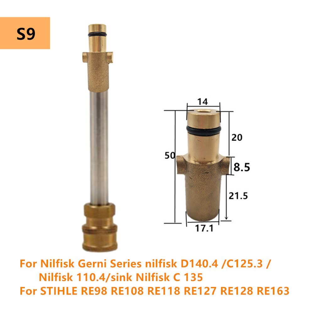 Car Pressure Washer Extension Wand Lance Kit 1/4&quot; Quick Connector for Karcher Interskol LAVOR Parkside Machine Nozzle Adapters: S9