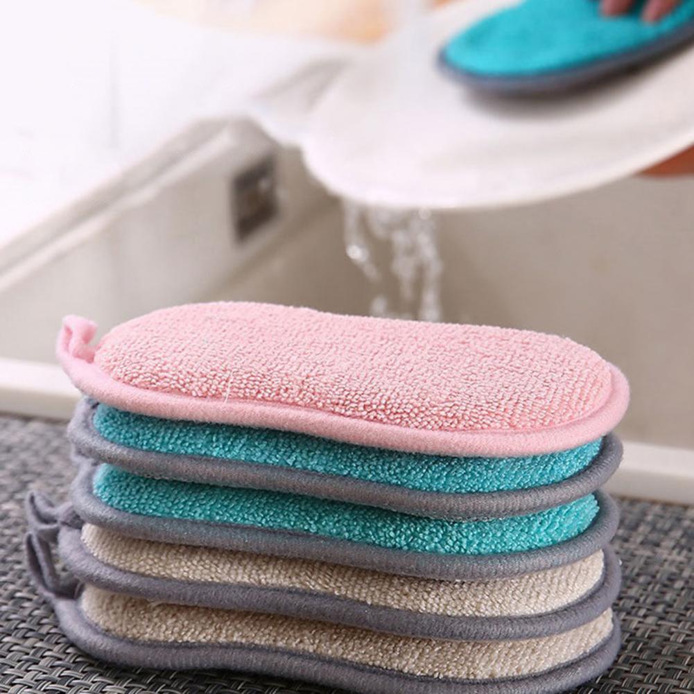 Éponges à récurer pour la vaisselle, anti-rayures, en microfibre, antiadhésives, outils de cuisine, Gadgets de lavage de Pot, 2 pièces