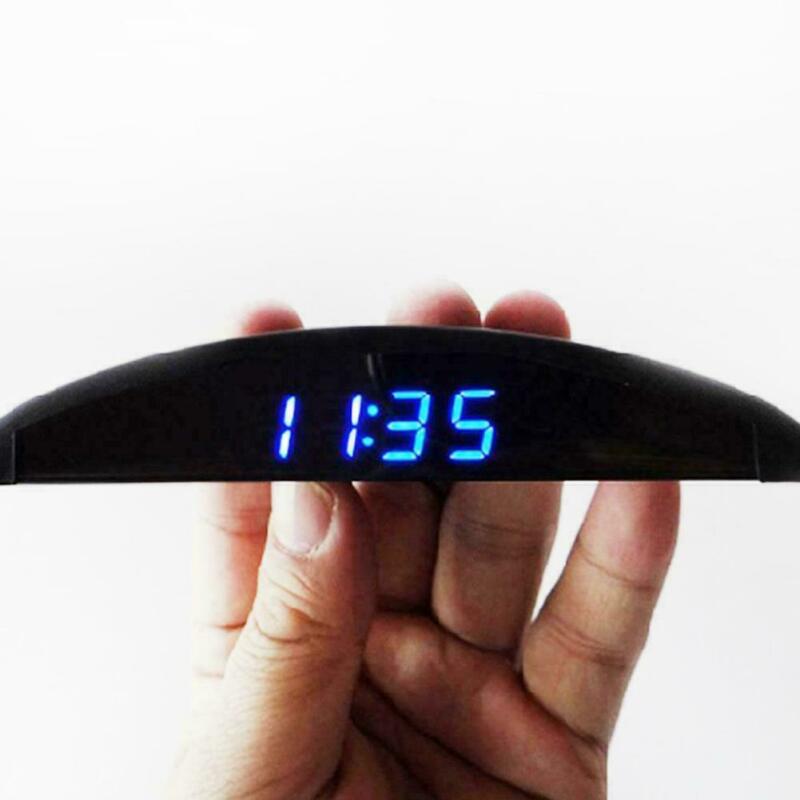 12V Digital LED Alarm Auto Electronic Car Clock Voltmeter Thermometer 3 In 1 Voltmeter Blue Plastic