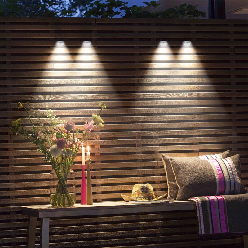 Led solenergi vægbeslag udendørs varm hvid vandtæt havehave hegn lampe sol lampe væglampe dekorer spotlight