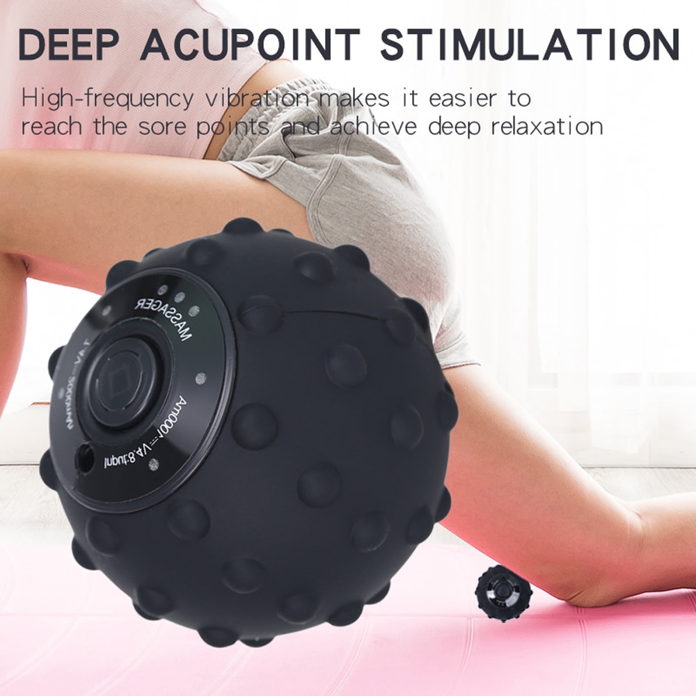 Electric Massage Ball 4-Speed Vibrating USB Rechargeable Training Yoga Fitness Full Body Ache Pain Massager