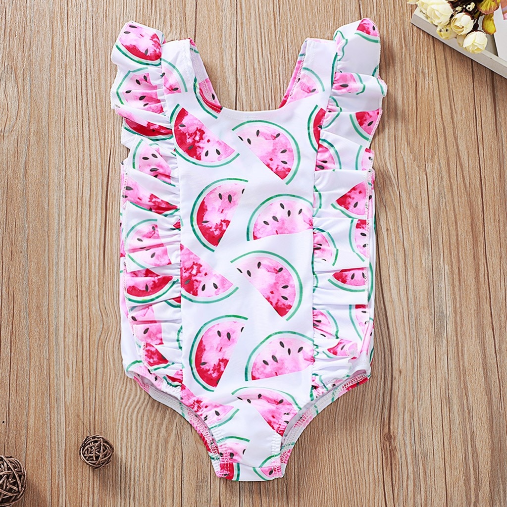 Babys Summer Clothes Kids Girls Summer Cartoon Leopard Printed Bikini One Piece Swimwear Swimsuit 2pcs Toddler Bathing Suit