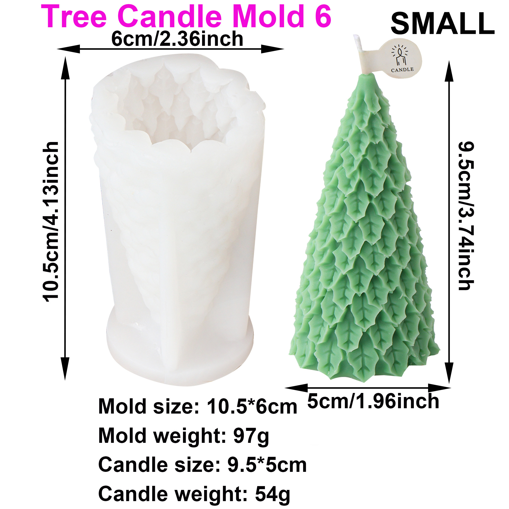 Stampo per candele per albero di Natale Candela di pino fai-da-te Stampo per gesso Stampo in resina di cemento Colata 3D Artigianato per albero di Natale Strumenti per la decorazione della casa: esercito verde