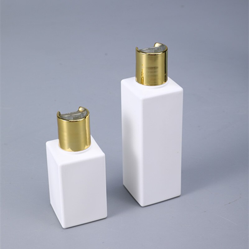 50 stk tom firkantet flaske med gulllokk for flytende kosmetiske påfyllbare flasker av matkvalitet 50ml 100ml