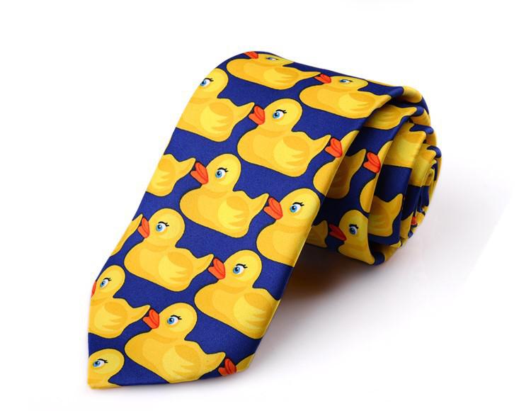 Gul sjovt gummi andebånd mænds afslappet fancy ænder slips bryllup sød ducky slips til mand 8cm: Default Title