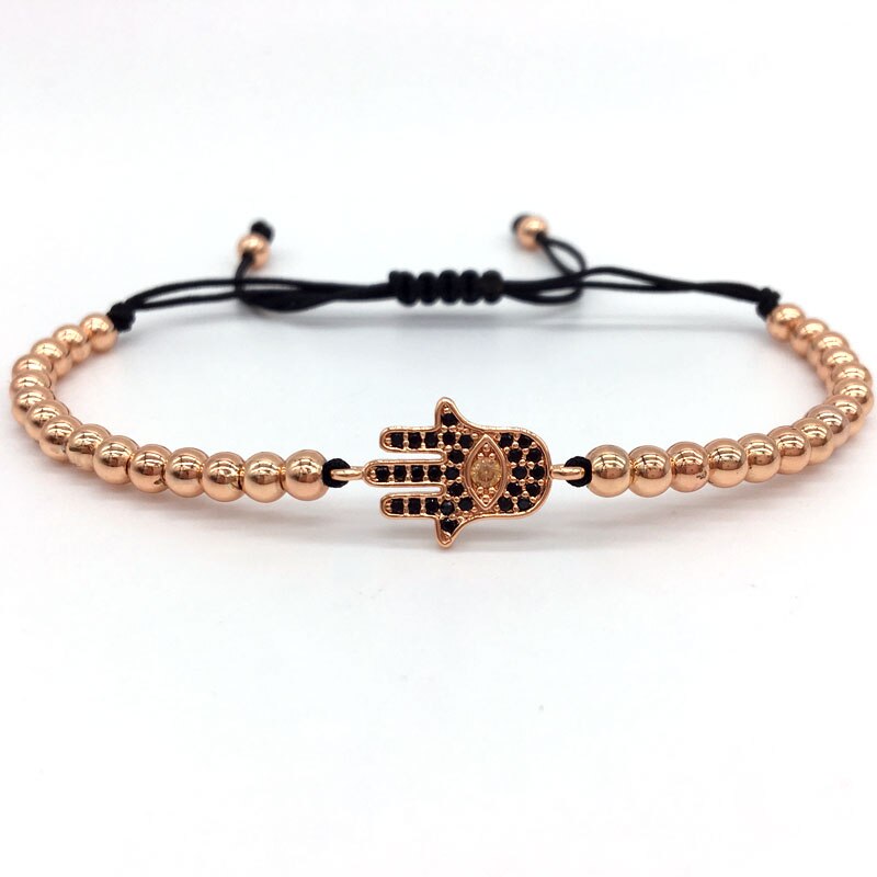 NAIQUBE 4mm Hand bracelet 4colors Trendy Pave Cz Beads Braided Macrame Bracelet for men and women Jewelry