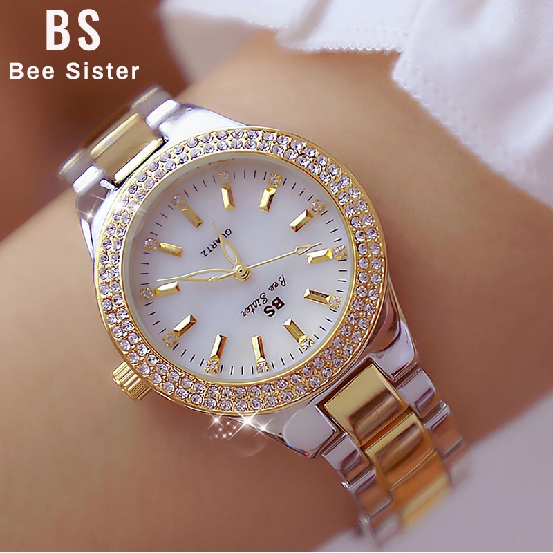 2022 Gold Ladies Wrist Watches Dress Watch Women Crystal Diamond Watches Stainless Steel Silver Clock Women Montre Femme
