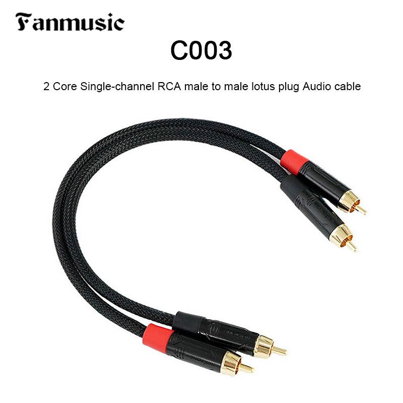 Fanmusic C003 2 Core Single-channel Male to Male RCA ROXTONE Gold-plated Lotus Audio cable 25cm