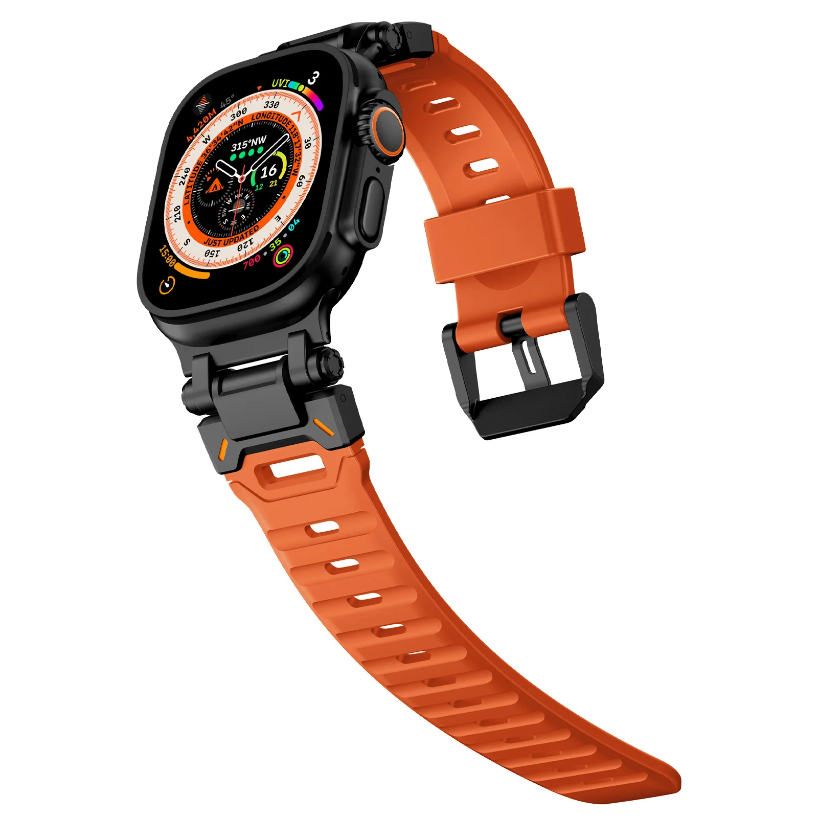 Pulseira de borracha para Apple Watch, Pulseira TPU de luxo, Ultra 2, 49mm, Série 9, 8, 7, SE, 6, 5, 4, cinta para iWatch Ultra 49, 45 milímetros, 42, 44 milímetros: White black / 14mm