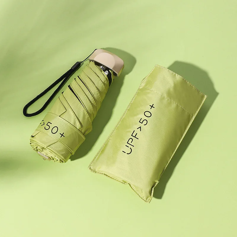 Sonniger Regenschirm faltbarer ultraleichter kleiner flacher fünffacher Regenschirm Sonnenschutz Sonnen-UV-Schutz Mini-Taschen schirm: Orange