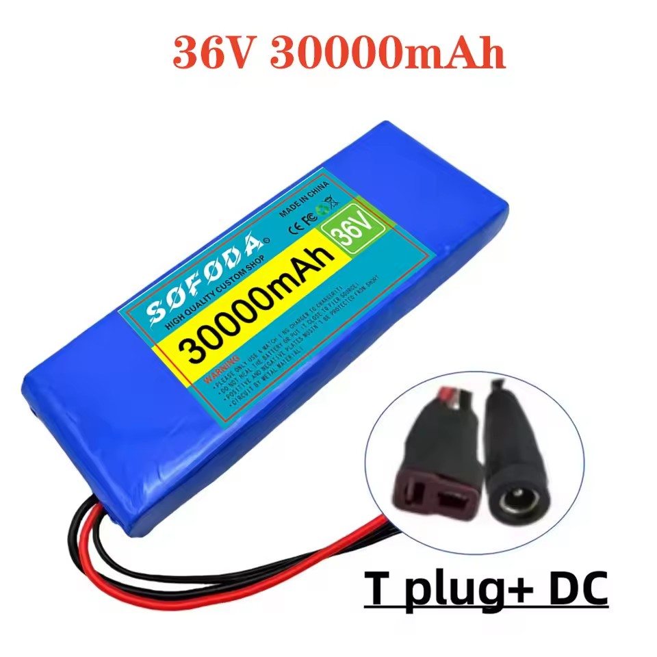 36V battery 100% genuine 36V 30000mAh 10S1P 18650 lithium-ion rechargeable battery pack 20A with BMS scooter and bicycle: green