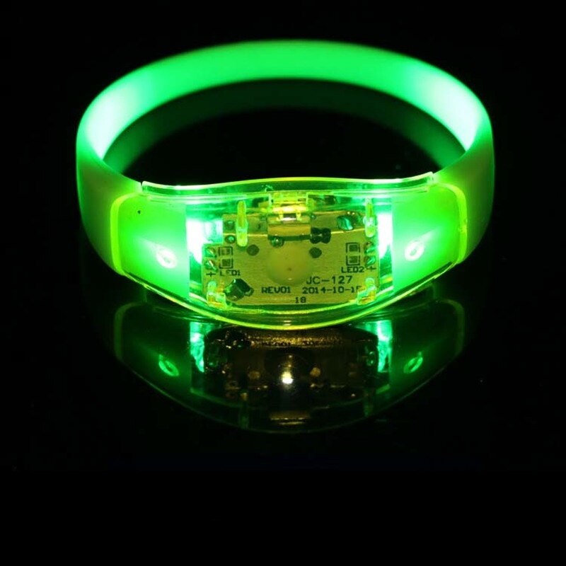 Bracelet en Silicone à lumière contrôlée par le son, lueur active, clignotant, de fête, fête, mariage, fête, Festival: green