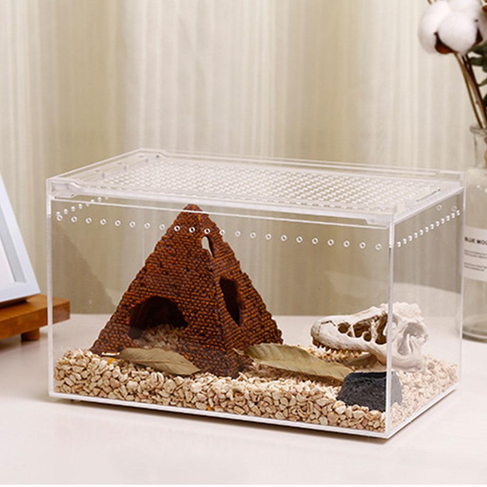 Reptile Breeding Box Acrylic Spider Lizard Transparent Insect Breathable Terrarium Leak-proof Crawling Pet Breeding Container