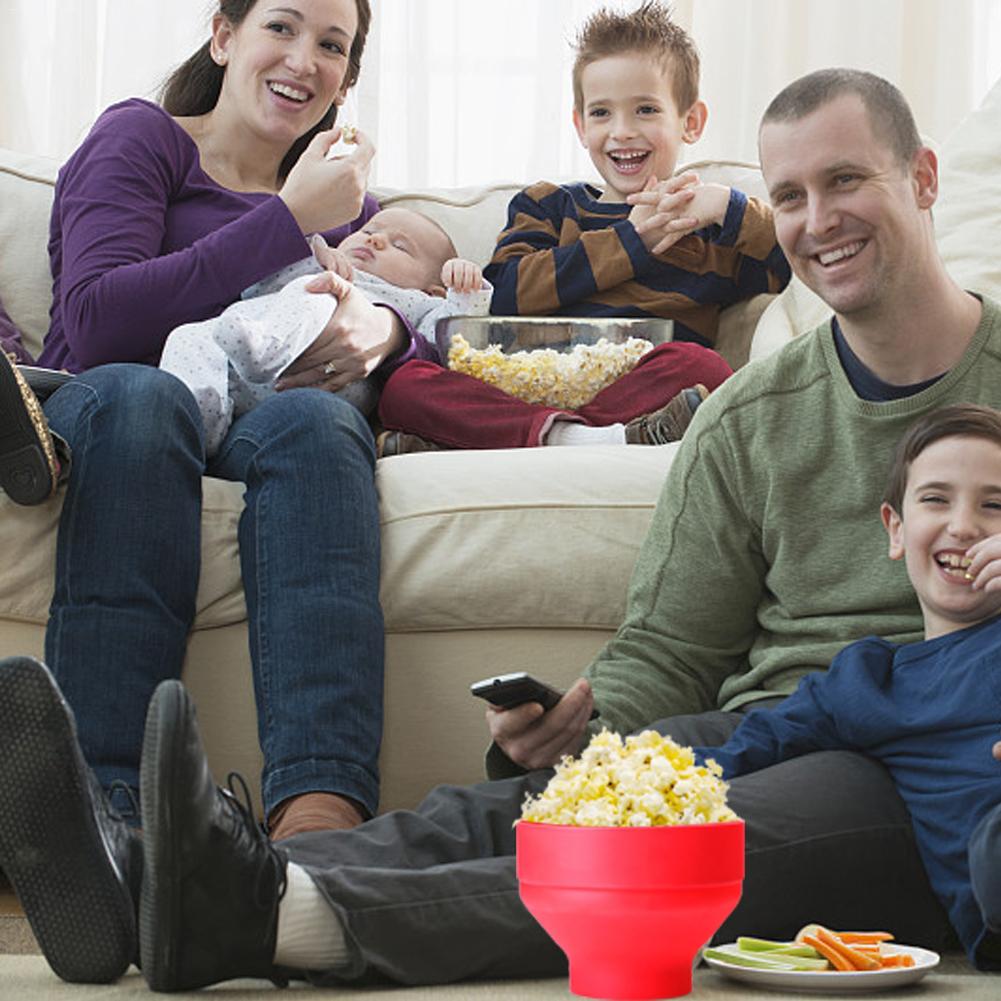 Silicone Popcorn Maker Microwave Popcorn Bucket Foldable Silicone Popcorn Bucket Poppers Bowl DIY Popcorn Maker with Lid