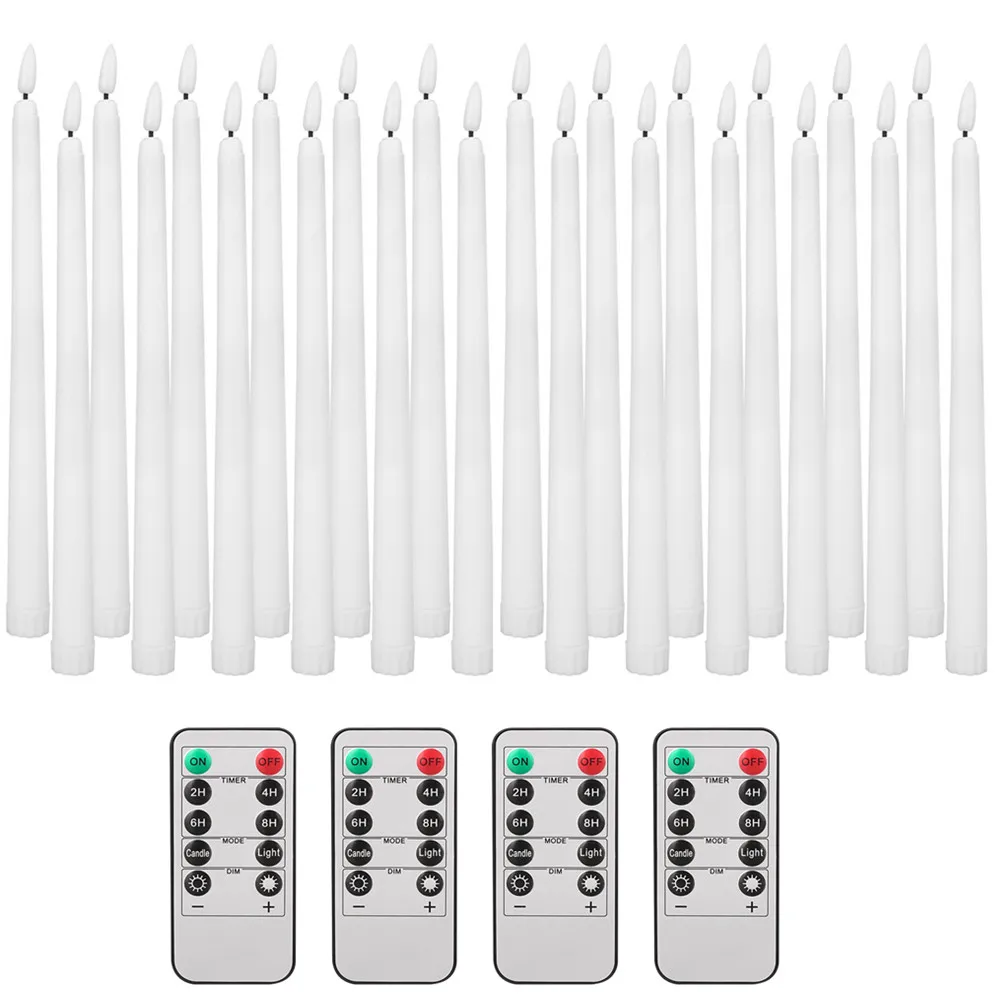 Velas cónicas LED sin llama, 12/24 Uds., parpadeantes con control remoto, candelabros de marfil con pilas de 11 ", decoración navideña para el hogar y la boda: Otros