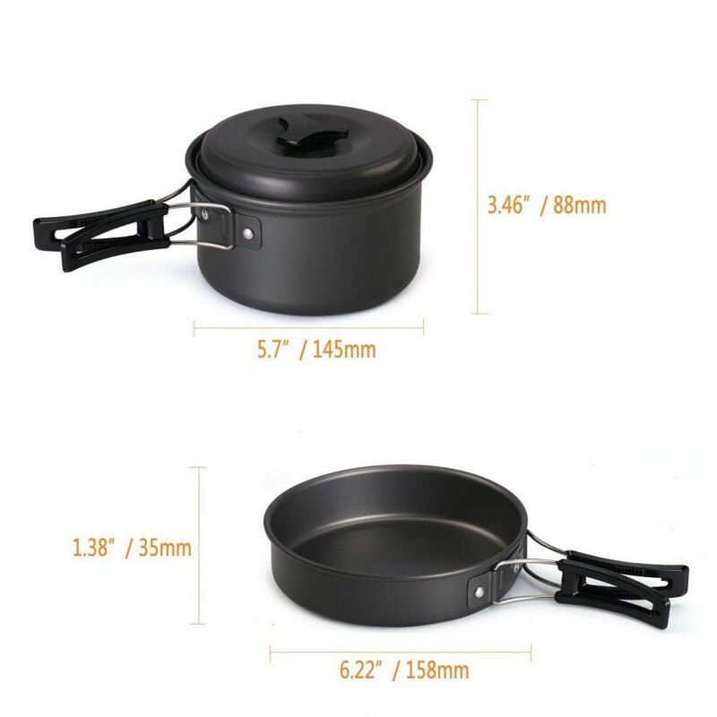 Batterie de cuisine de camping, gamelle, réchaud de camping, équipement de randonnée, sac de randonnée en plein air, équipement de cuisine, casserole durable, poêle, bols