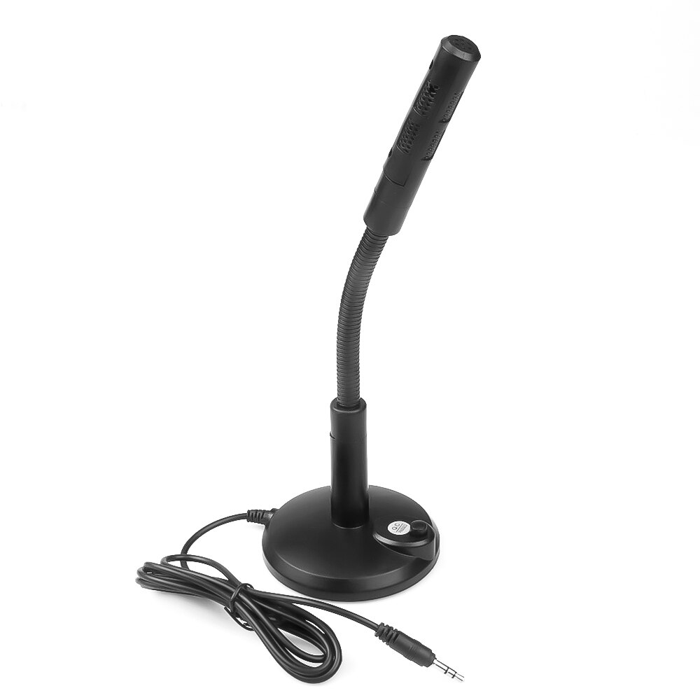 Kebidu 3.5Mm Usb Laptop Microfoon Mini Studio Speech Microfoon Stand Mic Met Houder 360 Graden Verstelbare Voor Desktop Pc: Black3.5mm