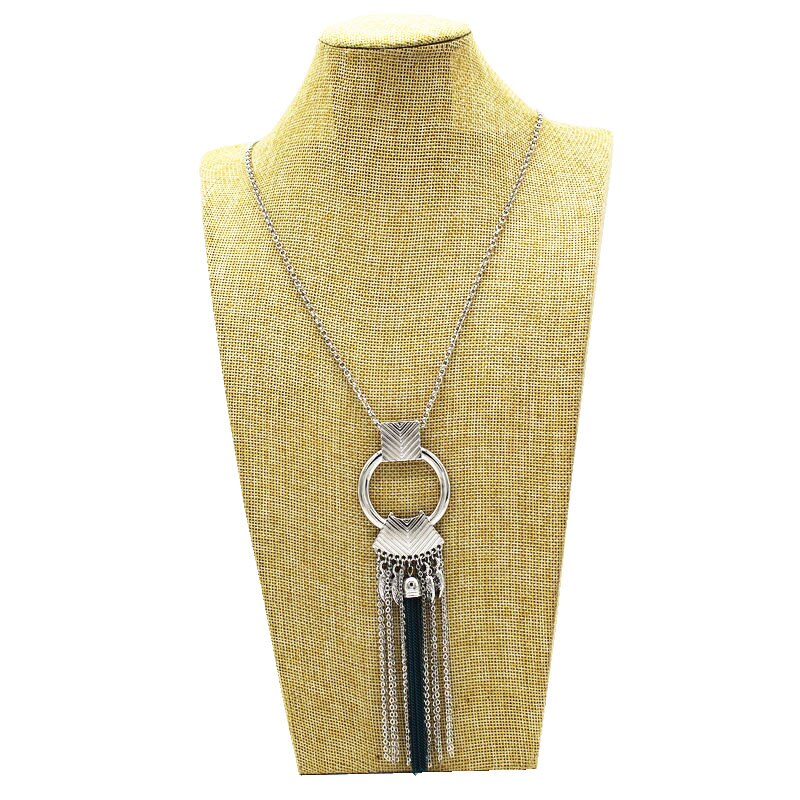 V030 BIGBING jewelry silver color black chain tassel pendant necklace jewelry