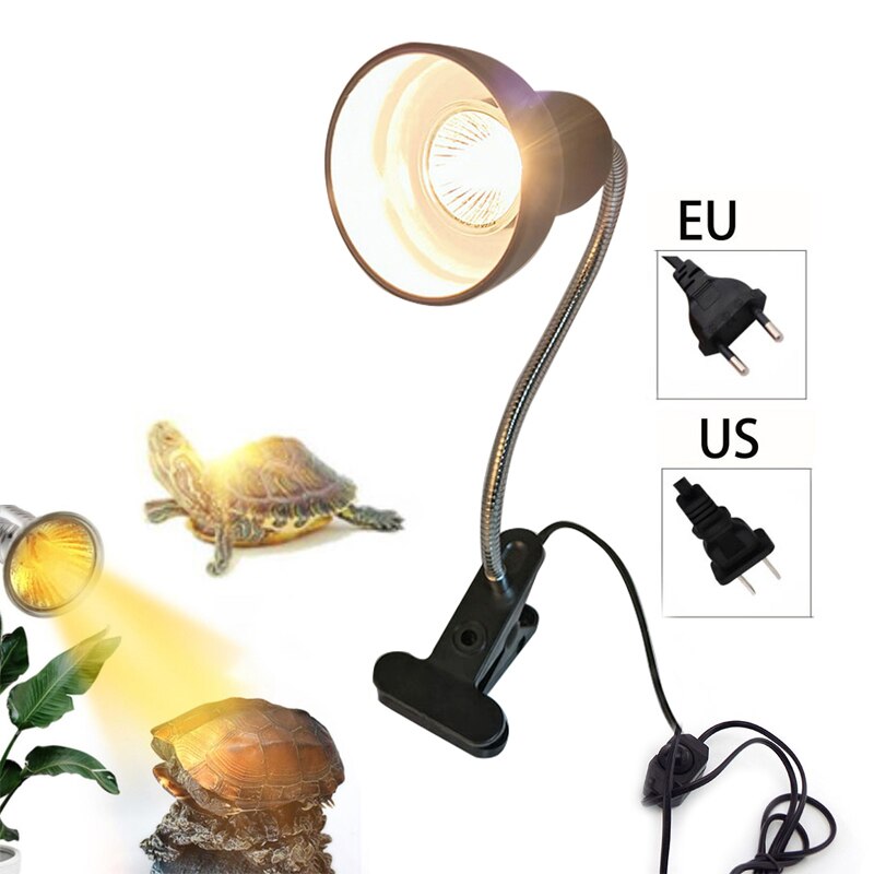 Lámpara para reptiles de mascotas, soporte de bombilla con Clip, 110V, Tortuga, Kit de calentamiento UVB + UV, luz para tortugas, lagartos, iluminación, enchufe de EE. UU. E27