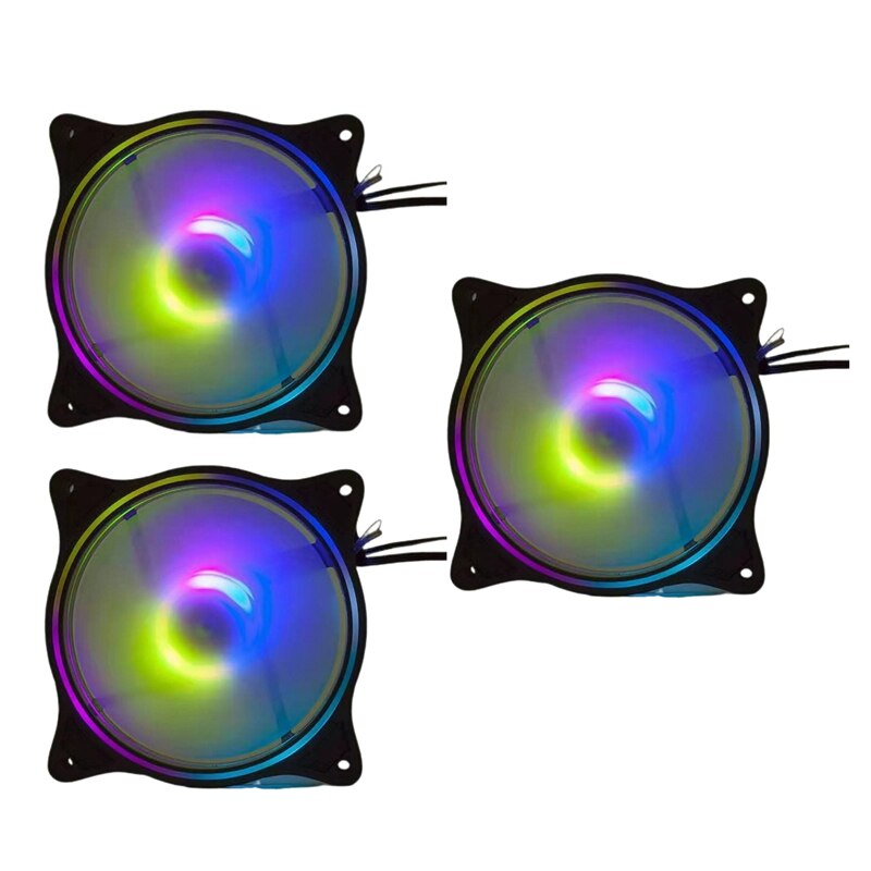 3 Pcs Computer Fans Cooling Fan RGB Internal External Light Emitting Self Rotate RGB Color Change with Controller for Pc: Default Title
