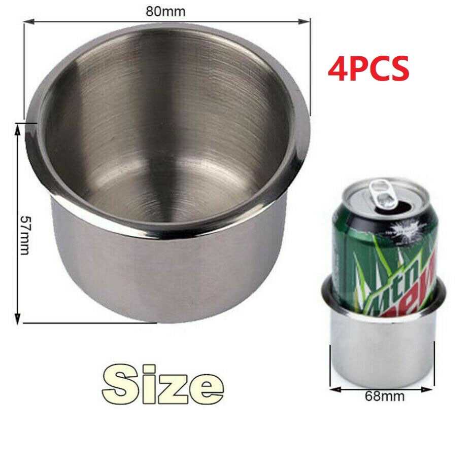 68mm/84MM 4PCS Universal Stainless Steel Recessed Cup Drink Holder for Marine Boat RV Camper Bottle Holder Rustproof